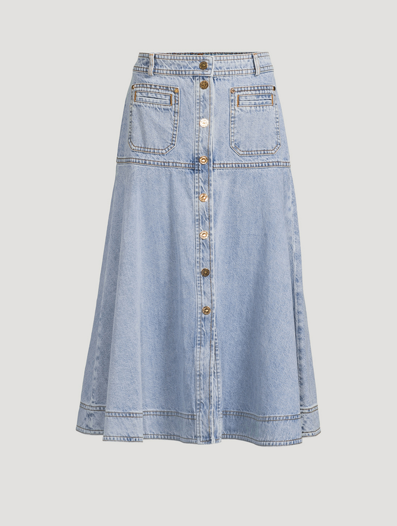 ZIMMERMANN Denim Midi Skirt | Holt Renfrew