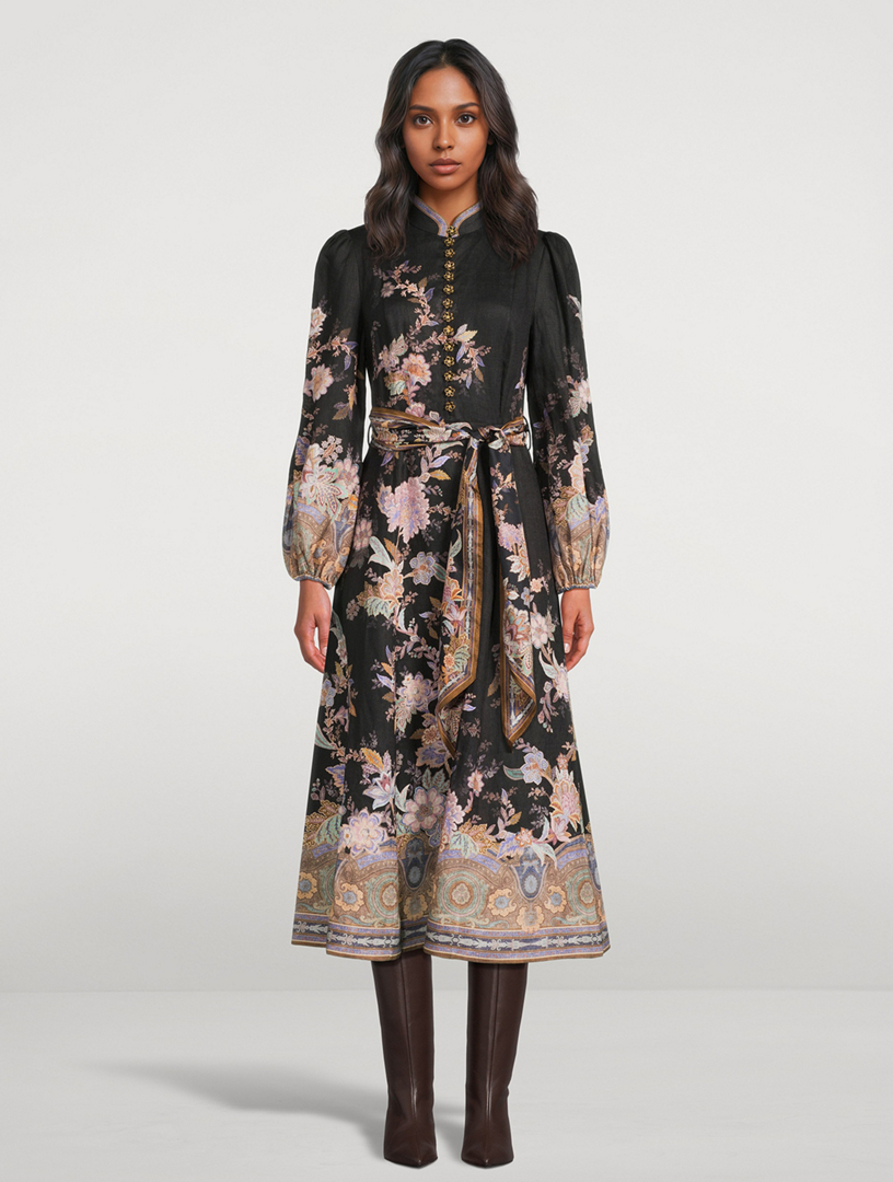ZIMMERMANN Luna Belted Midi Dress In Paisley Print | Holt Renfrew