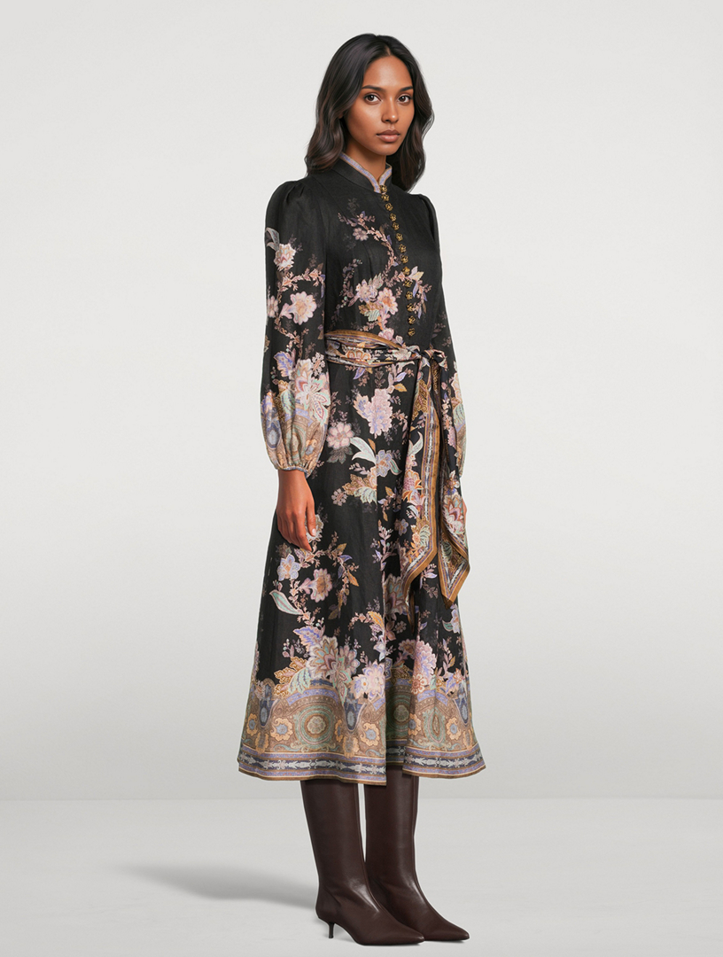 ZIMMERMANN Luna Belted Midi Dress In Paisley Print | Holt Renfrew