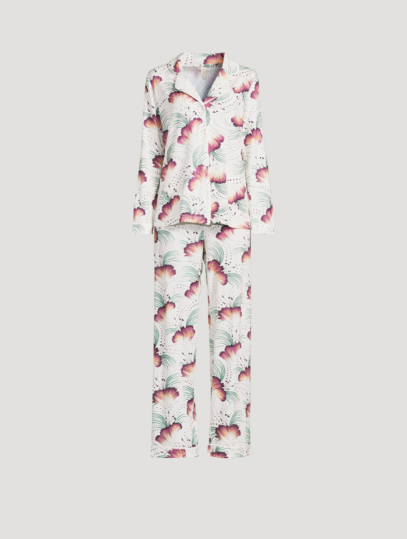 Jersey Long Pajama Set In Tigerlily Print