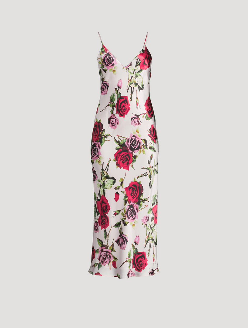 Seridie Silk Slip Dress In Floral Print