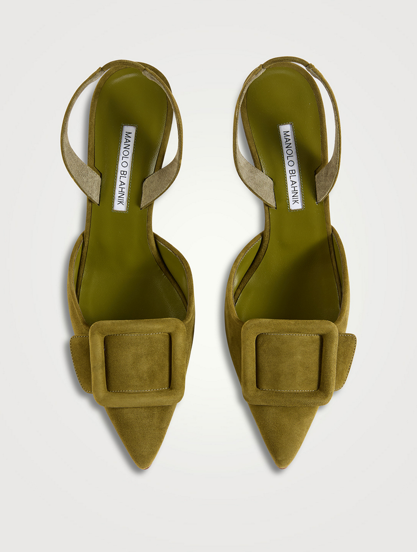 MANOLO BLAHNIK Maysli Suede Slingback Pumps | Holt Renfrew