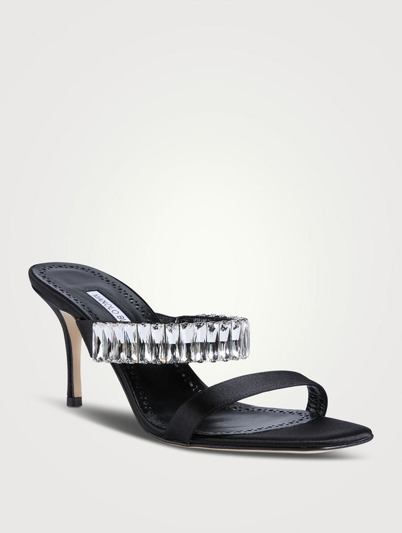 MANOLO BLAHNIK Sakobay Crystal-Embellished Satin Mules | Holt Renfrew