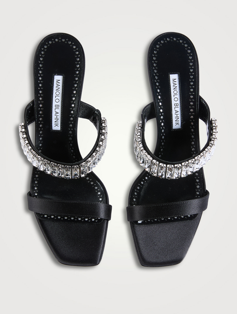 MANOLO BLAHNIK Sakobay Crystal-Embellished Satin Mules | Holt Renfrew