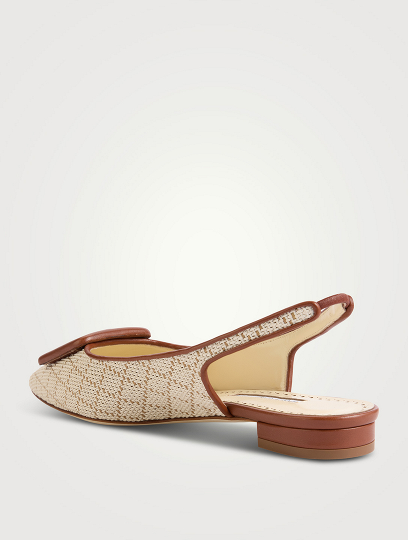 MANOLO BLAHNIK Maylurabi Raffia Slingback Flats | Holt Renfrew
