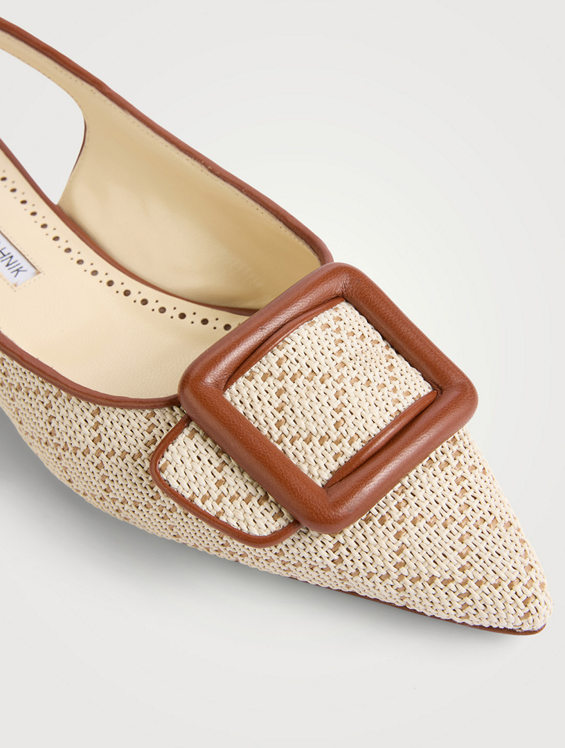 MANOLO BLAHNIK スエードタッセルローファー 361/2 箱・袋無し MANOLO BLAHNIK Maylurabi Raffia Slingback Flats | Holt Renfrew