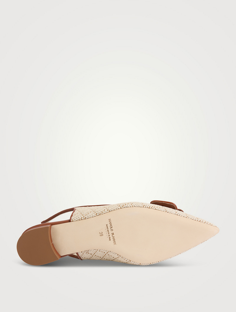 MANOLO BLAHNIK Maylurabi Raffia Slingback Flats | Holt Renfrew
