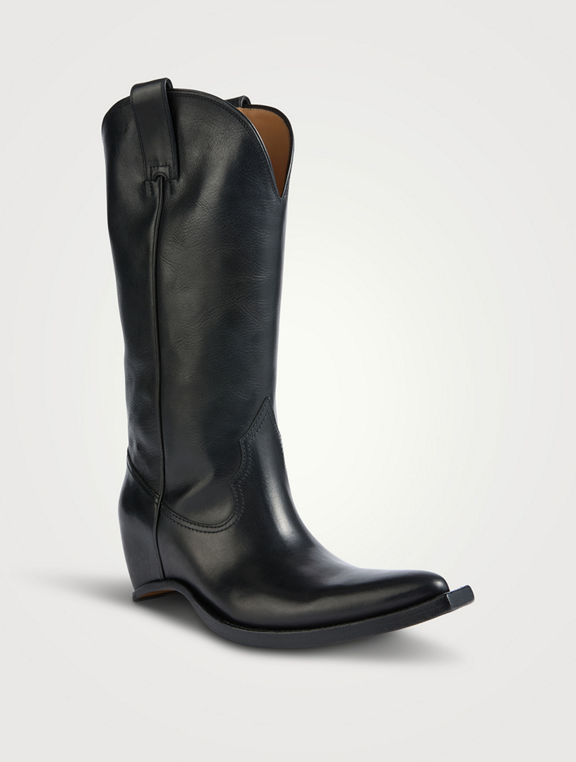 martin margiela 1995 アンクル　リスク　バンド　黒　レザー MAISON MARGIELA Heel-Less Leather Western Boots | Holt Renfrew