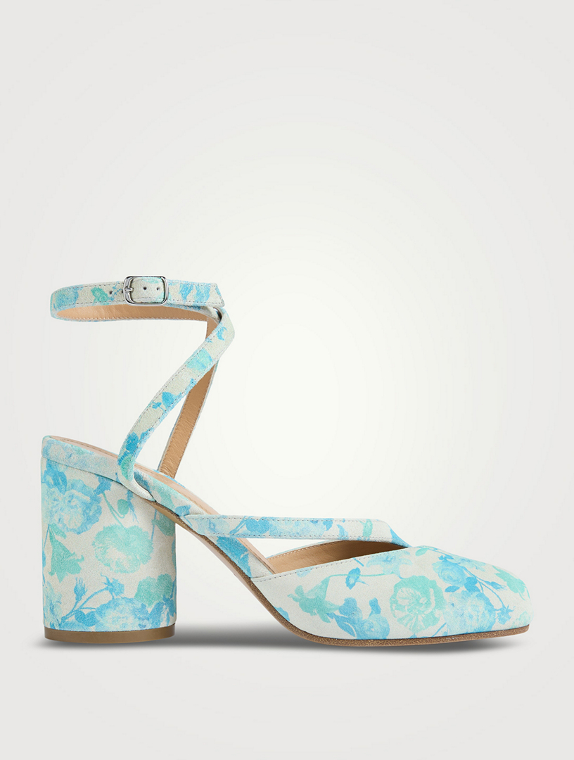 maison margiela/足袋/tabi/ミントグリーン MAISON MARGIELA Tabi Suede Pumps In Floral Print | Holt Renfrew