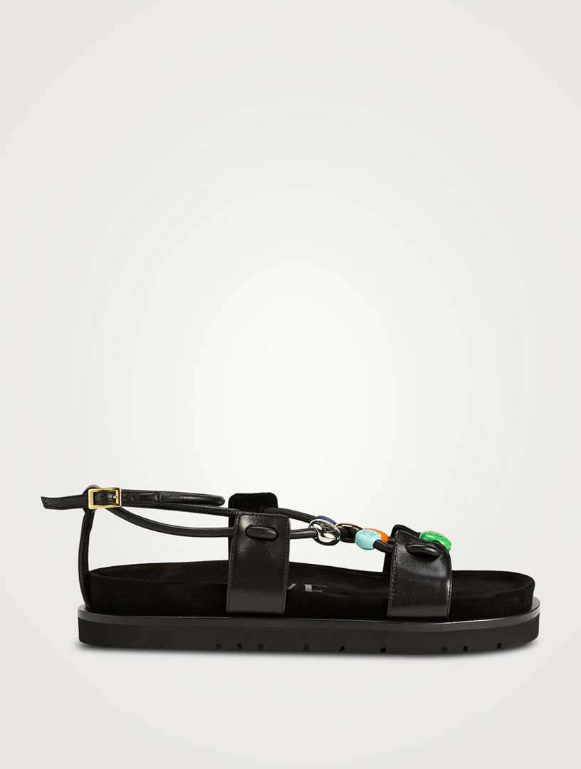Loewe x Paula's Ibiza Pebble Beads Leather Sandals