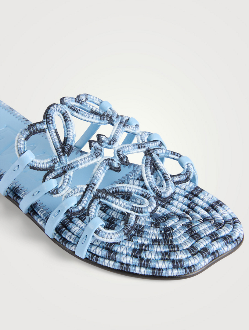 LOEWE Loewe x Paula's Ibiza Petal Anagram Embroidered Canvas Slide