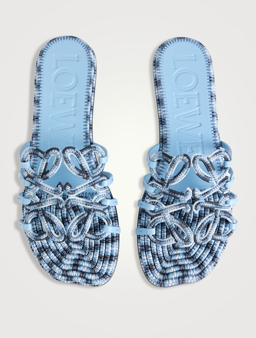 LOEWE Loewe x Paula's Ibiza Petal Anagram Embroidered Canvas Slide