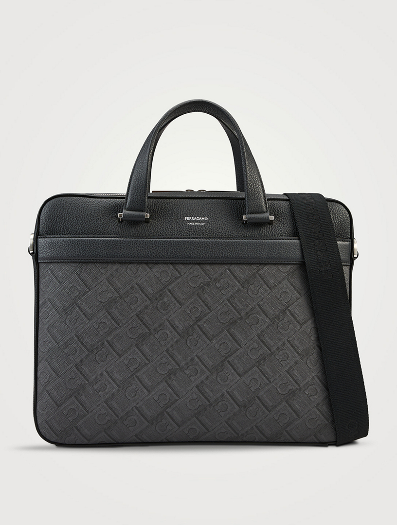 Canvas And Leather Monogram Briefcase