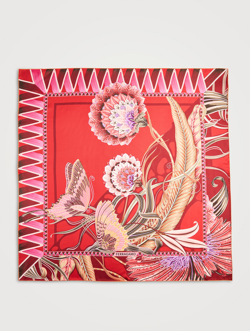 Silk Flower Print Scarf