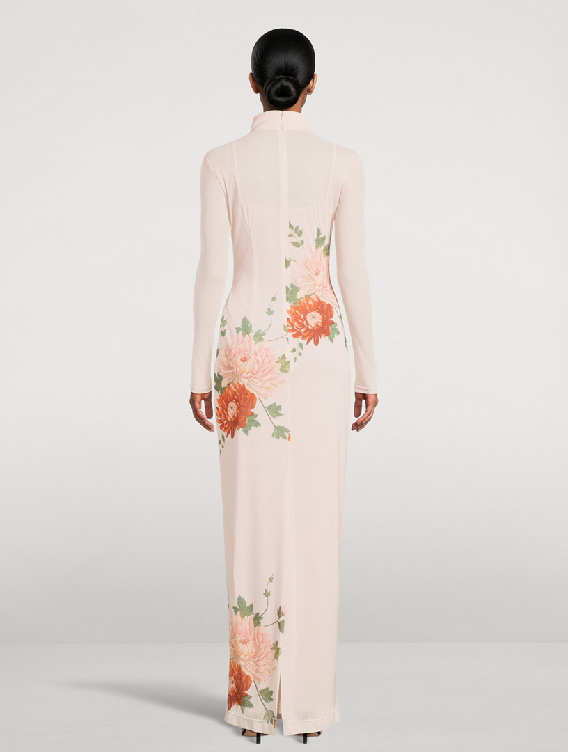 SAU LEE Kaia Mesh Maxi Dress In Floral Print | Holt Renfrew