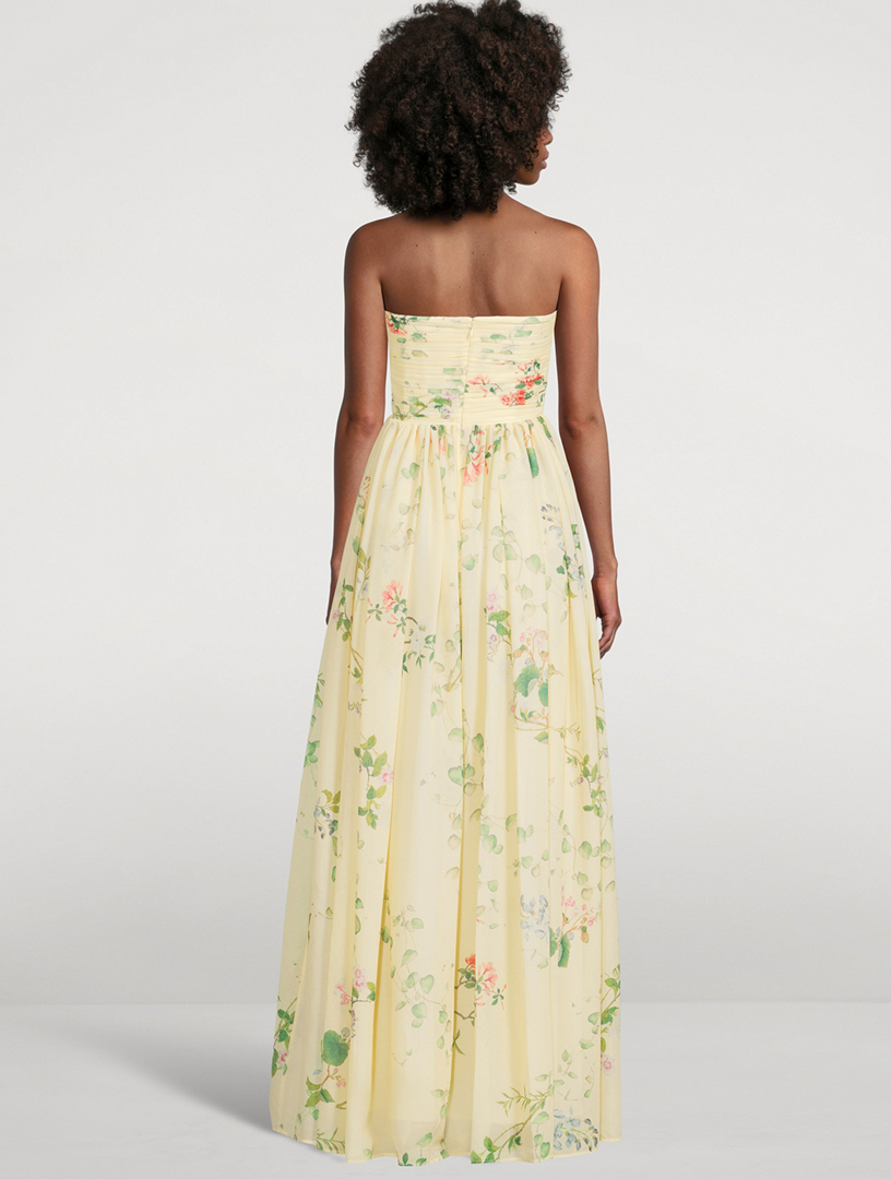 singing in the rain green dress Rowie Tie Detail Long Sleeve Floral Maxi Dress Pl-Green