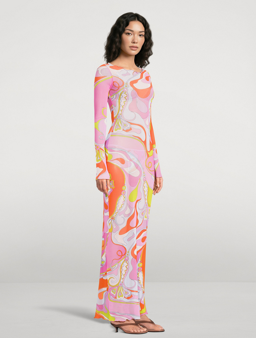 PUCCI Tulle Maxi Dress In Orchidee Print | Holt Renfrew