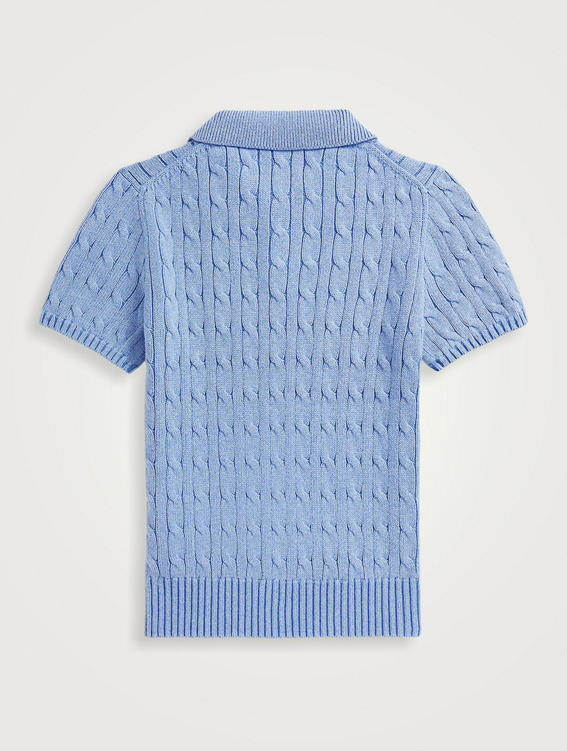 POLO RALPH LAUREN Cable-Knit Cotton Short-Sleeve Polo Sweater
