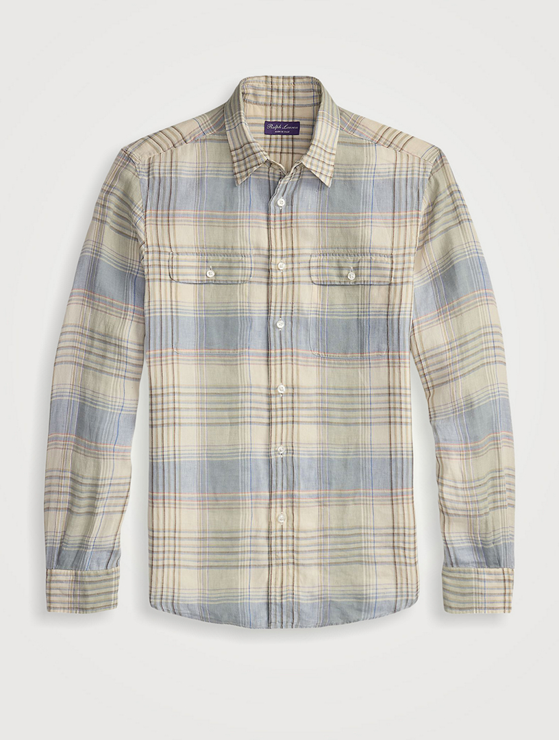 Linen Shirt In Plaid Print