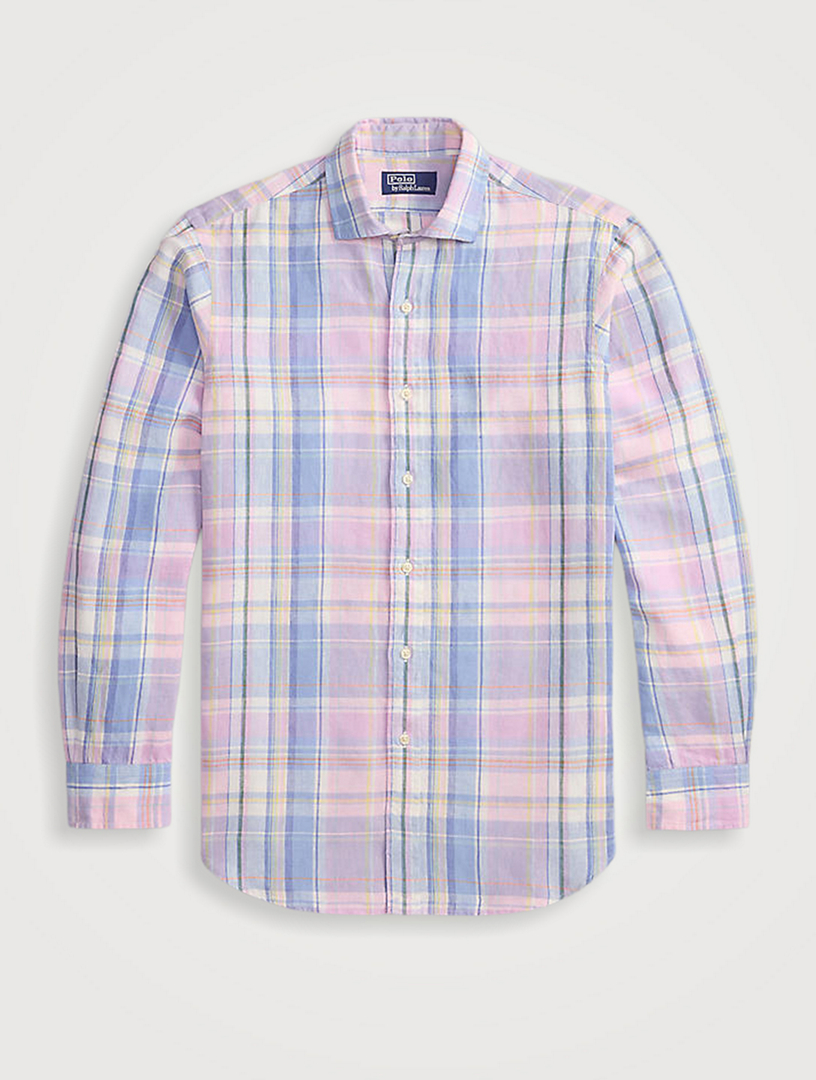 POLO RALPH LAUREN Slub Linen Classic Shirt In Plaid Print | Holt
