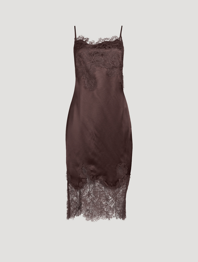 Lucia Lace-Trimmed Satin Slip Dress