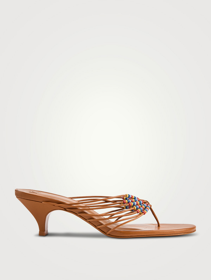 Jessica Beaded Leather Thong Sandals