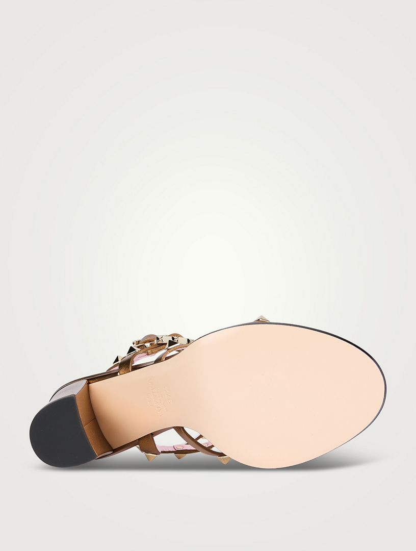 VALENTINO GARAVANI Rockstud Metallic Leather Sandals | Holt Renfrew