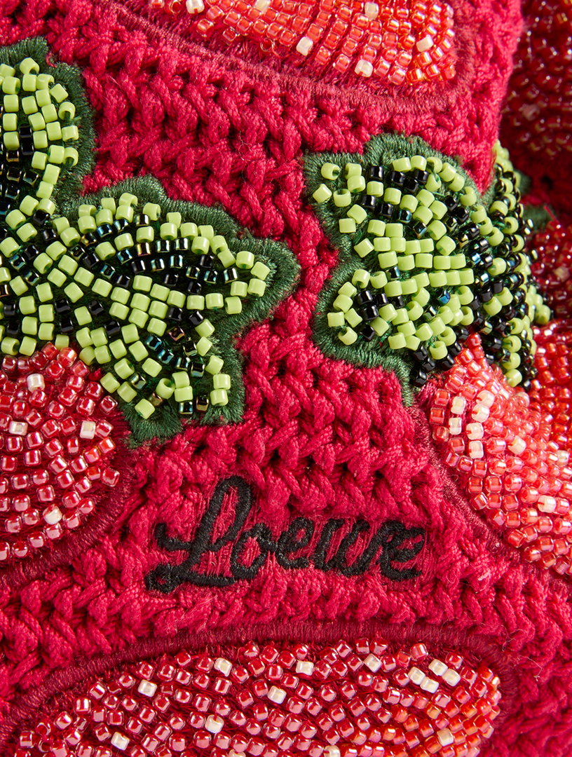 LOEWE Loewe x Paula's Ibiza Mini Flamenco Strawberry-Beaded Purse