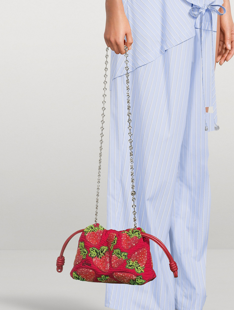 LOEWE Loewe x Paula's Ibiza Mini Flamenco Strawberry-Beaded Purse