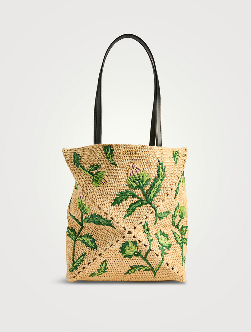 LOEWE Loewe x Paula's Ibiza Medium Puzzle Fold Raffia Tote Bag