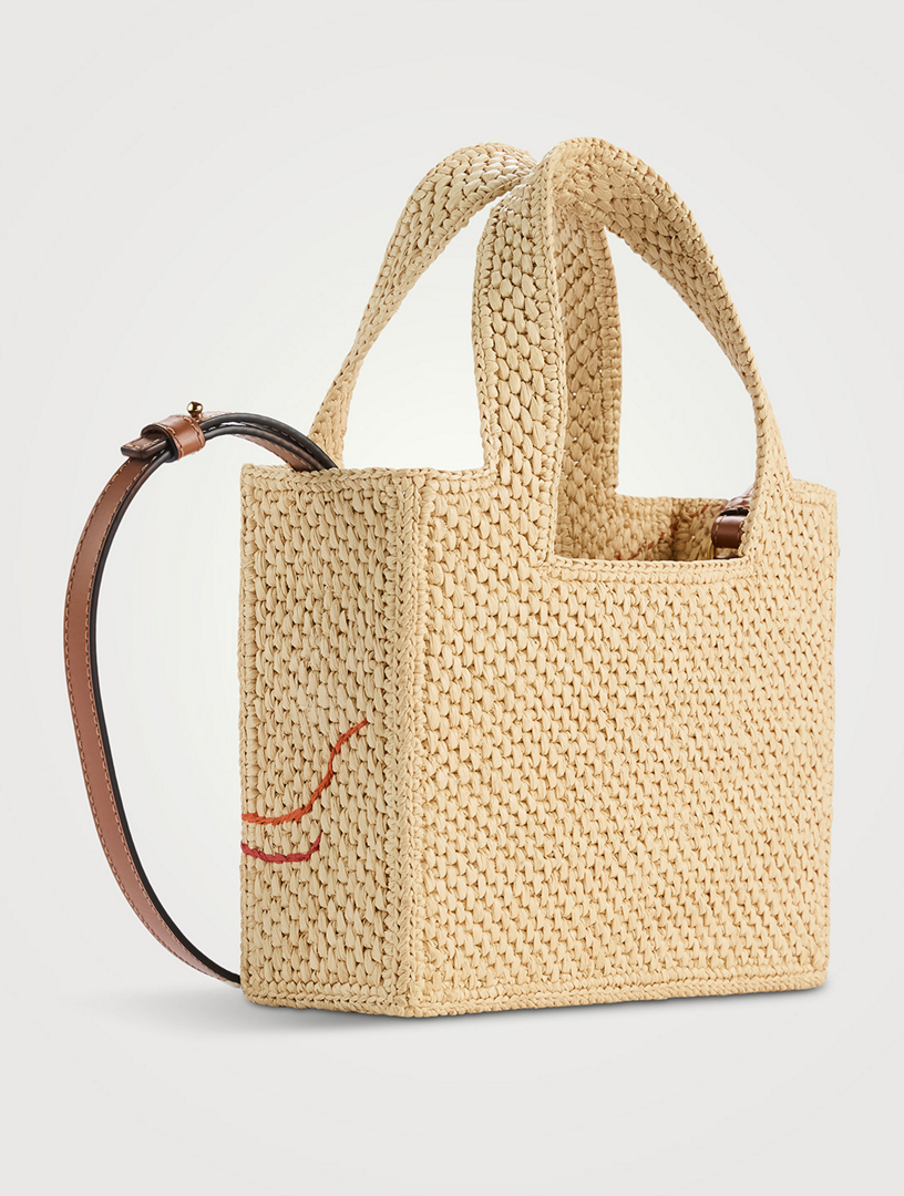 LOEWE Loewe x Paula's Ibiza Mini Font Raffia Tote Bag | Holt Renfrew