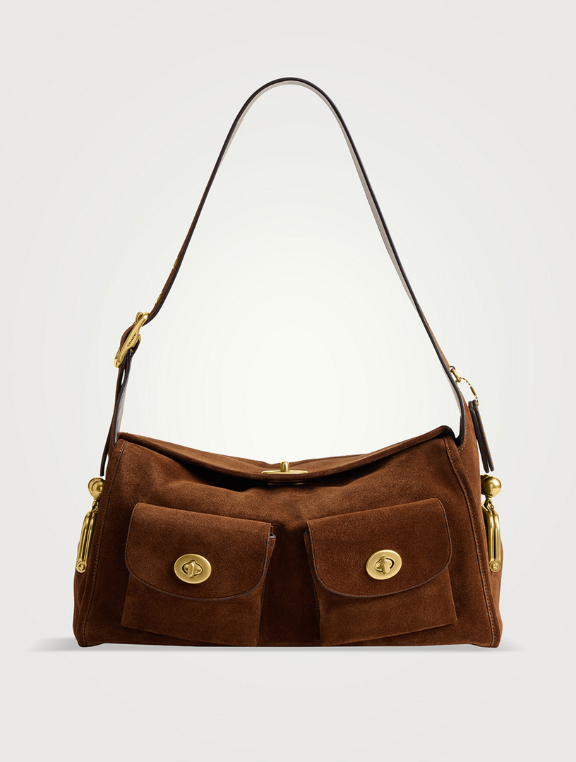 バッグ Coach Turn Lock Shoulder Bag Brown 10619 COACH Turnlock Suede Shoulder Bag | Holt Renfrew