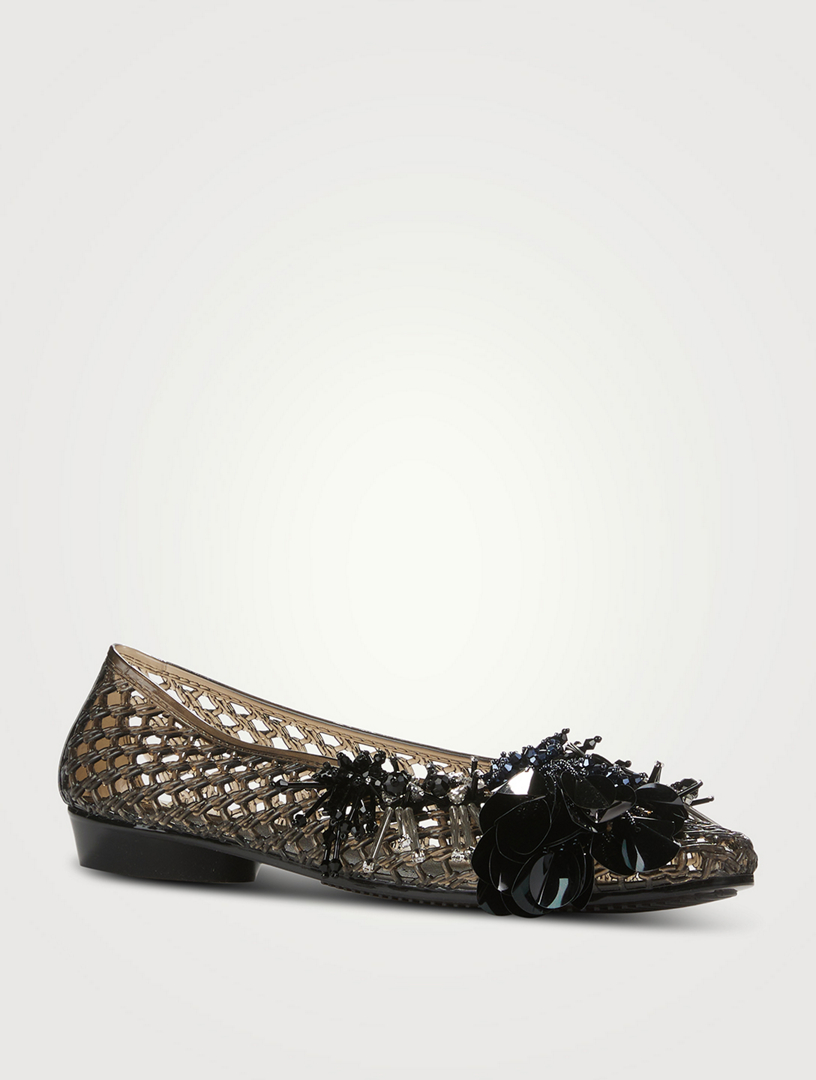 レ.ヴィア　シュシュメリデイアンジェル HEAVENLY JELLY Glam Embellished Jelly Ballet Flats | Holt Renfrew