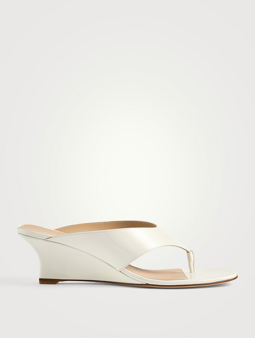 Vinnie Patent Leather Wedge Thong Sandals