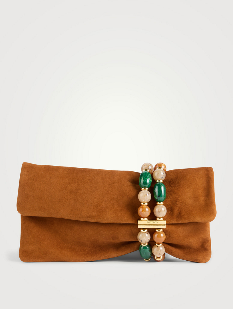 Zandra Beaded Suede Clutch