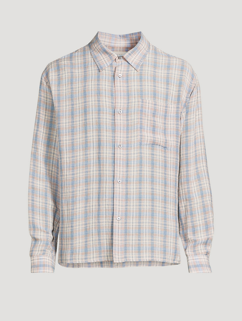 Chemise en mélange de lin à motif écossais