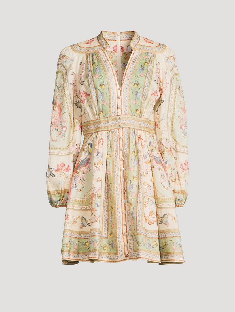 Roselight Printed Linen Mini Dress