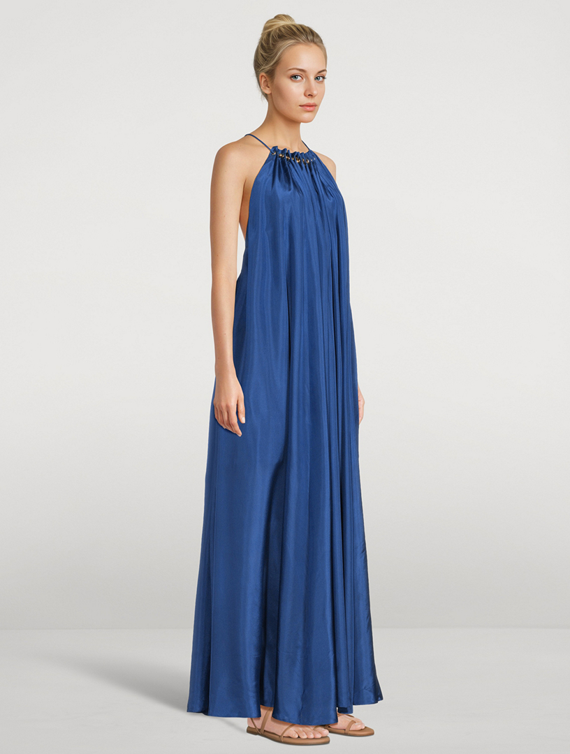 ZIMMERMANN Aster Beaded Silk Halter Dress | Holt Renfrew