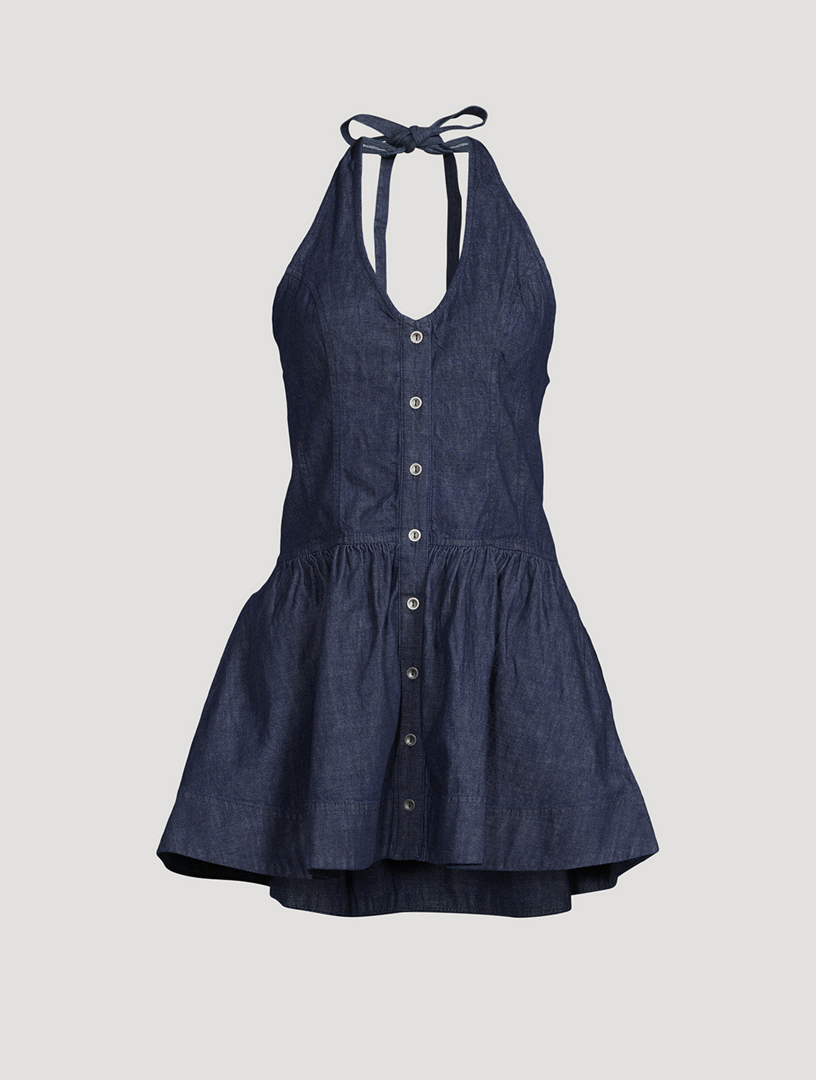 FREE PEOPLE Clean Break Denim Halter Dress | Holt Renfrew