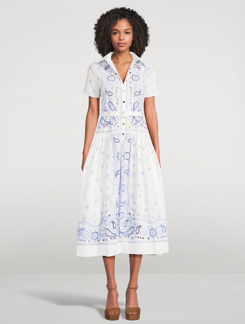 SELF-PORTRAIT Embroidered Short-Sleeve Midi Dress | Holt Renfrew