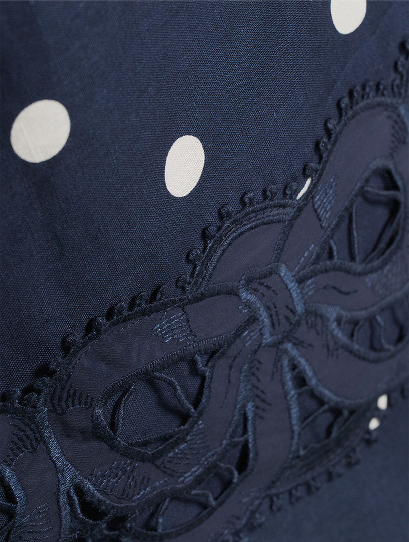 chinese dress ladies Polka Dot Satin Midi Dress by Self Portrait