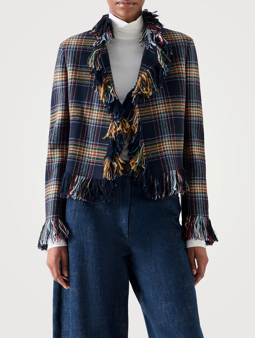 AKRIS PUNTO Fringe-Trimmed Tweed Jacket | Holt Renfrew