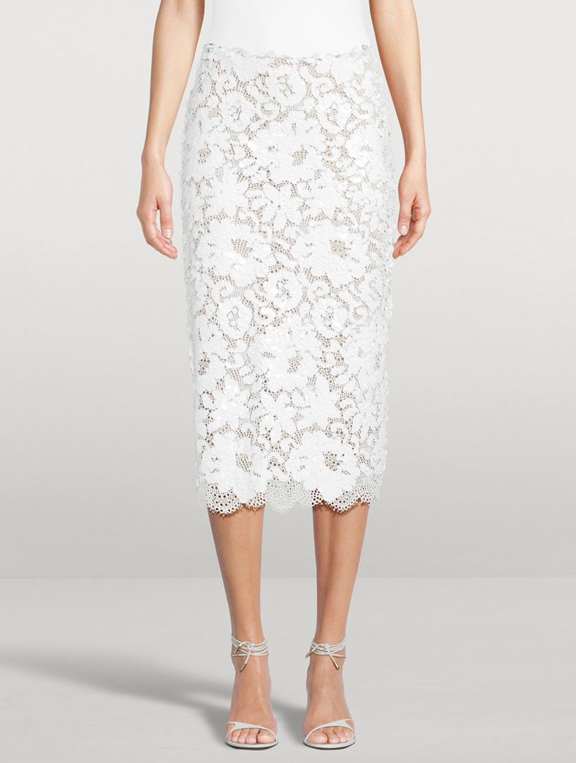L AGENCE Makena Sequin Lace Pencil Skirt | Holt Renfrew