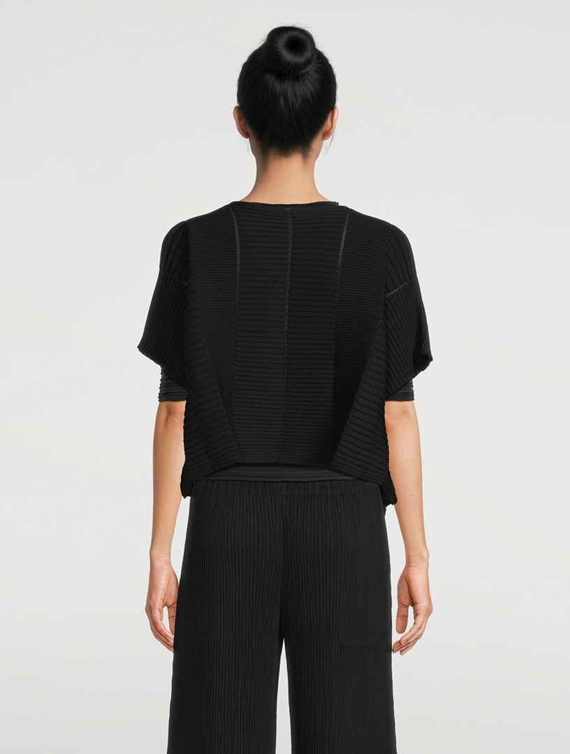 ISSEY MIYAKE シルク100% クルーネックニット　黒　 N2807 m_5001568164_09