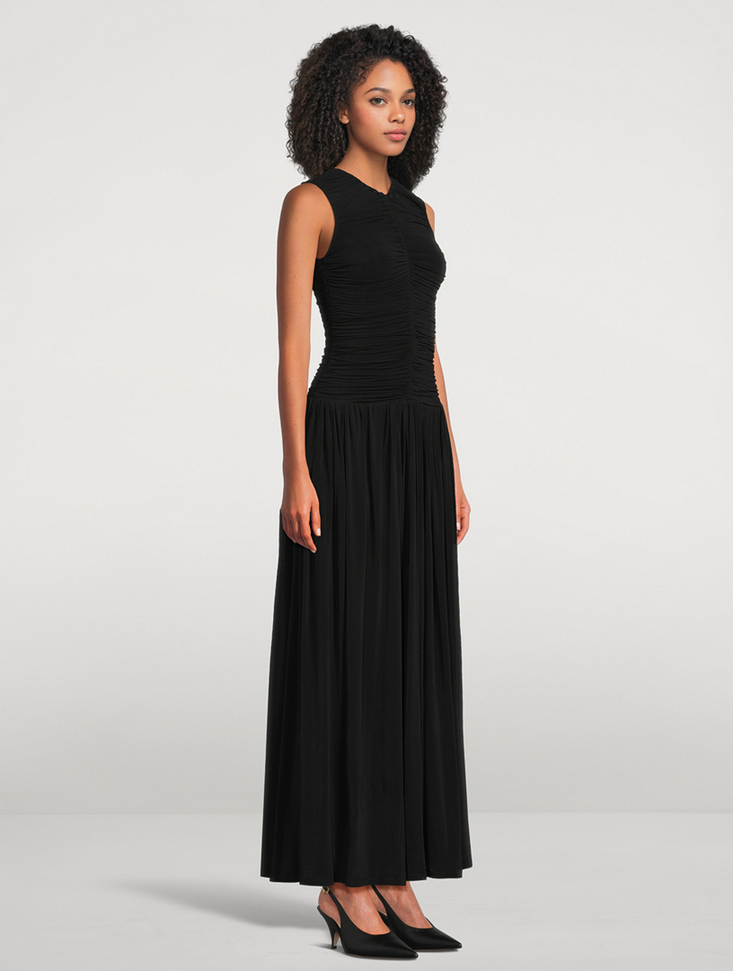 sachin and babi light blue dress TOVE Maren Open-back Asymmetric Polka-dot Silk-crepon Maxi Dress in Brown