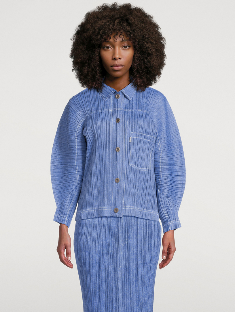 PLEATS PLEASE ISSEY MIYAKE Cotton Denim Jacket | Holt Renfrew