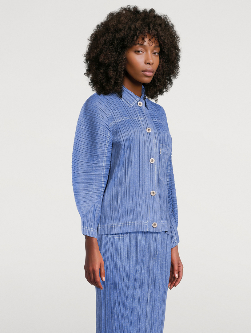 PLEATS PLEASE ISSEY MIYAKE Cotton Denim Jacket | Holt Renfrew