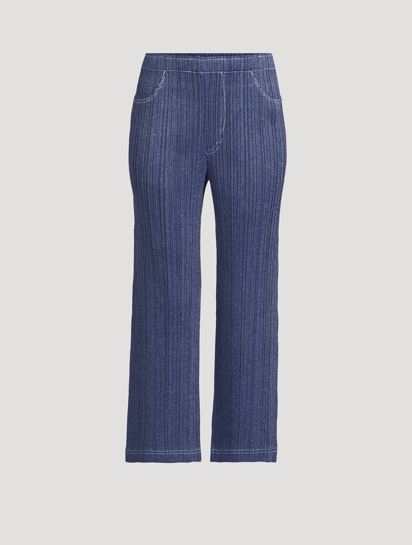 パンツ issey miyake wide straight denim pants PLEATS PLEASE ISSEY MIYAKE Cotton Denim Pants | Holt Renfrew