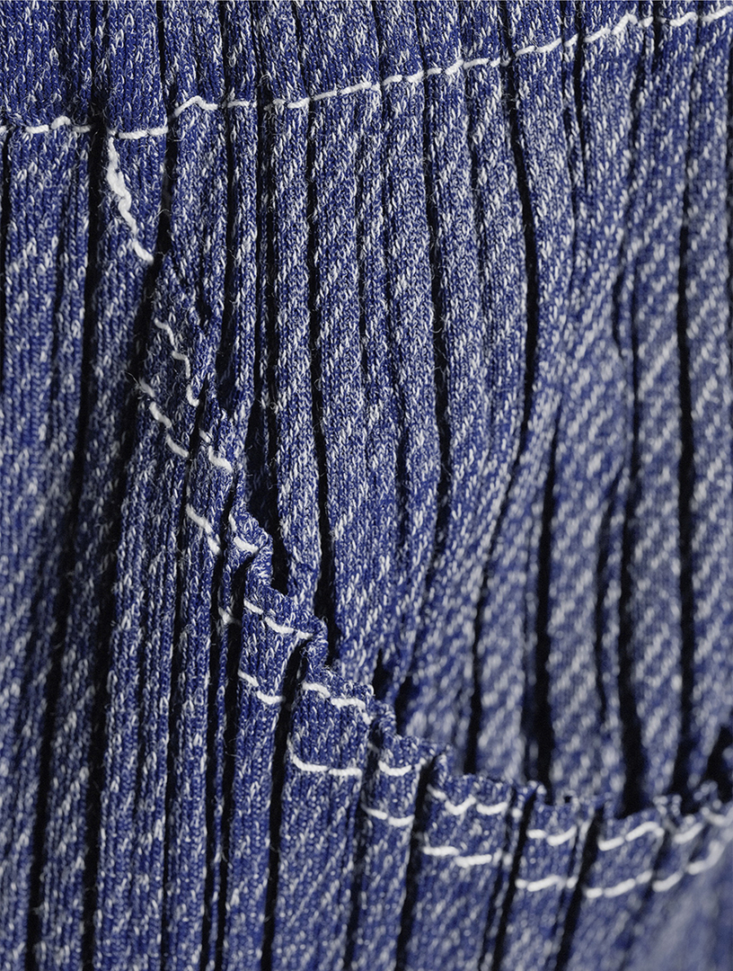 PLEATS PLEASE ISSEY MIYAKE デニム柄パンツ&ネイビー 極美品】PLEATS