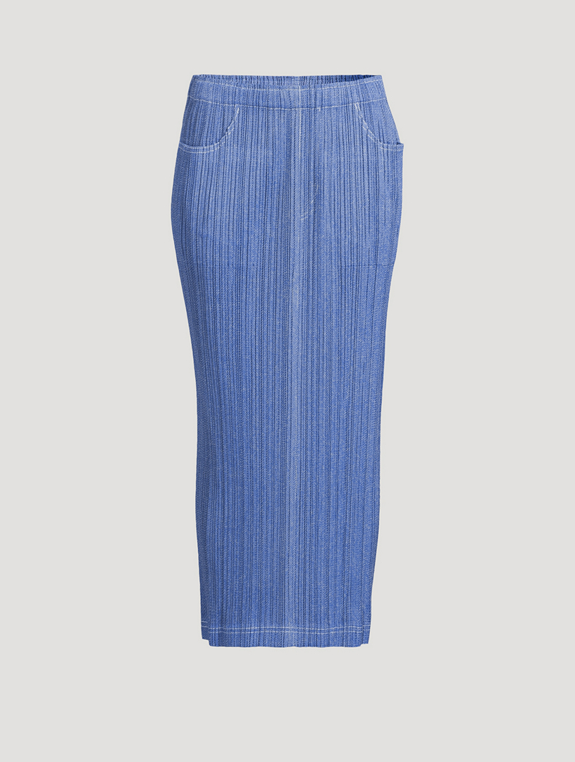 PLEATS PLEASE ISSEY MIYAKE Cotton Denim Skirt | Holt Renfrew